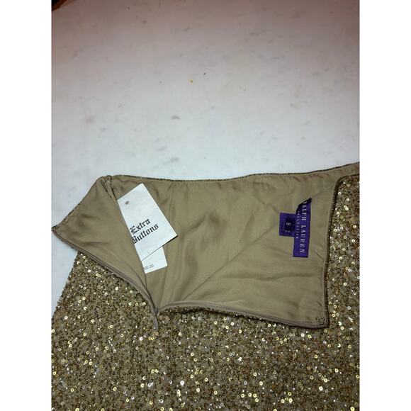 Ralph Lauren Collection Sequin Embellished Skirt Gold Runway Party Formal $5K 8 - Picture 10 of 15